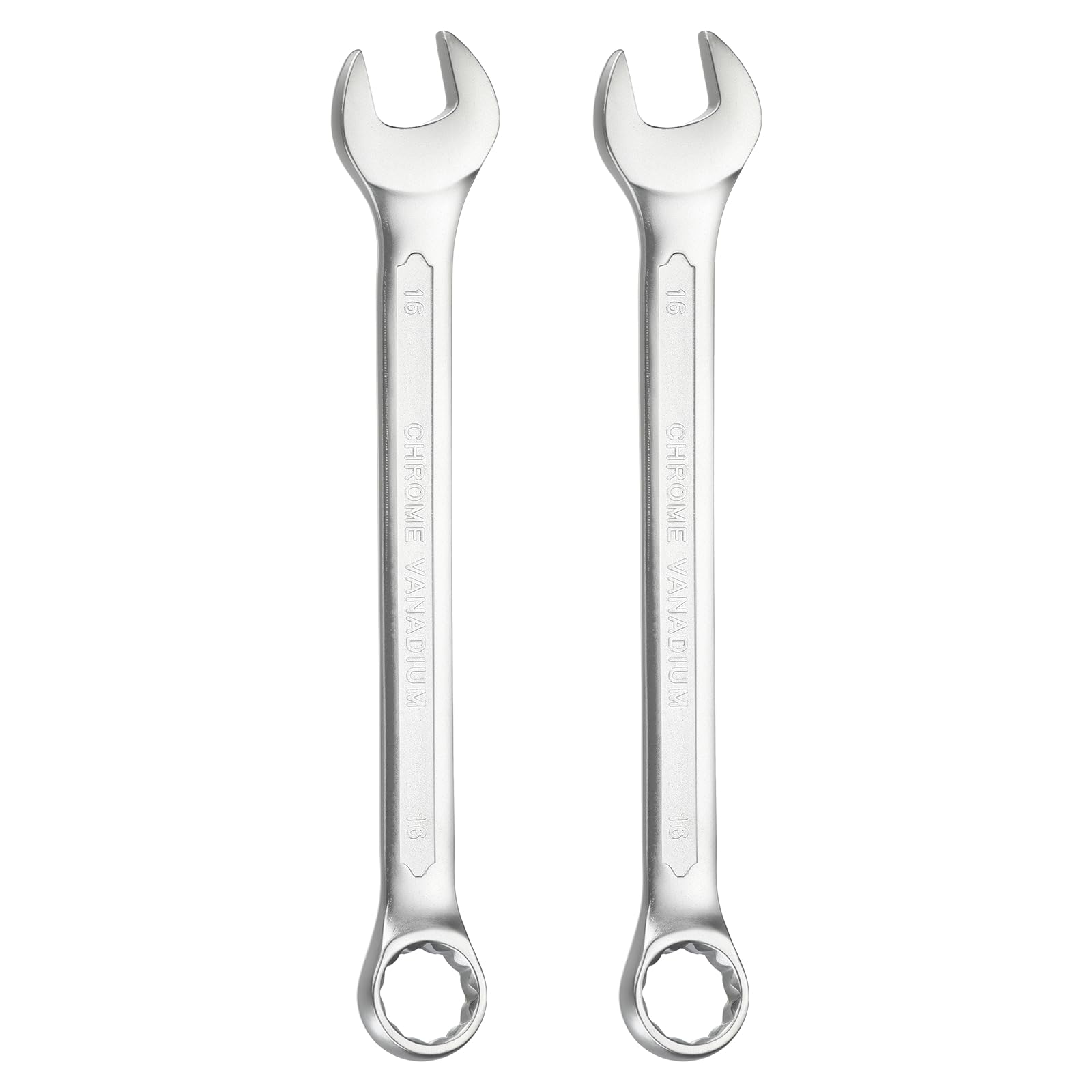 sourcing map 2Pcs Metric Combination Wrench 16mm Open End & 15-Degree Offset 12-Point Box End Chrome Vanadium Steel Industrial Grade Double Ended Wrenches Spanners Tools