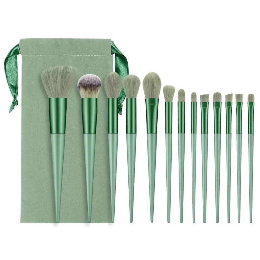 13 Pcs Makeup Brush Set with Drawstring Velvet Storage Bag Ultra Soft Synthetic Brushes for Full Face Cosmetic Application