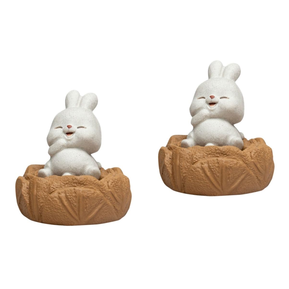 UPKOCH 2pcs rabbit tea pet tea pet decoration tablescape decor out door decor chinese new year gifts ceramic bunny figurine small bunny rabbit tea play decorate tea tray desk statue