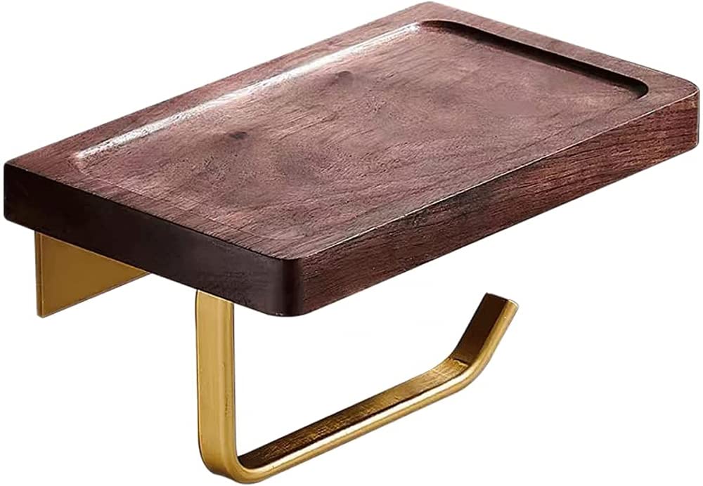 LYGSWDB Portarotolo Portarotolo in Legno Portarotolo, Mensola a Muro per Accessori da Bagno (Noyer B)