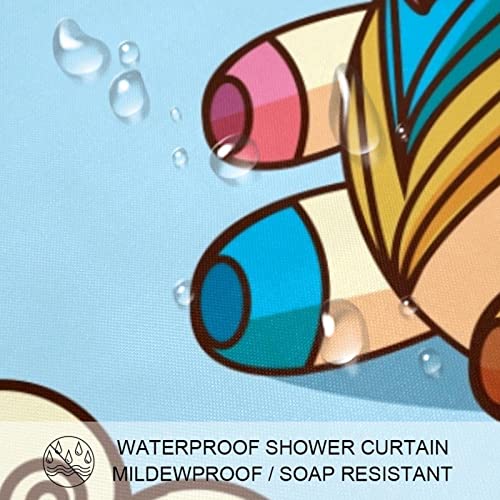 Rideau de douche licorne imperméable anti-éclaboussures pour préserver le sol - 4