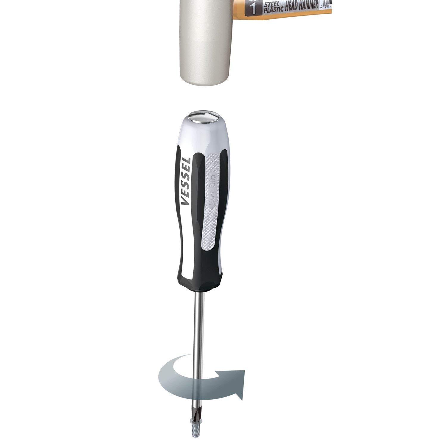 Vessel - Set di 4 cacciaviti a percussione MEGADORA IMPACTA PH2, PH3, PZ2, PZ3