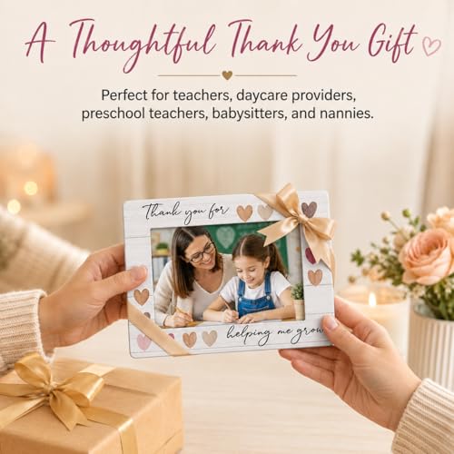 Image of DETIHO Teacher Appreciation Gifts Picture Frame, Thank You for Helping Me Grow Teacher Photo Frame for 4x6 Photo, End of Year Teacher Gifts from Students - C18