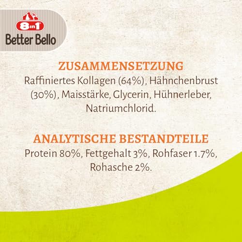 8in1 Better Bello Chicken Roll L - leicht verdauliche Kaurolle für große Hunde mit Huhn, Kauartikel für Hunde mit empfindlichen Magen, 80g Beutel (1 Stück)