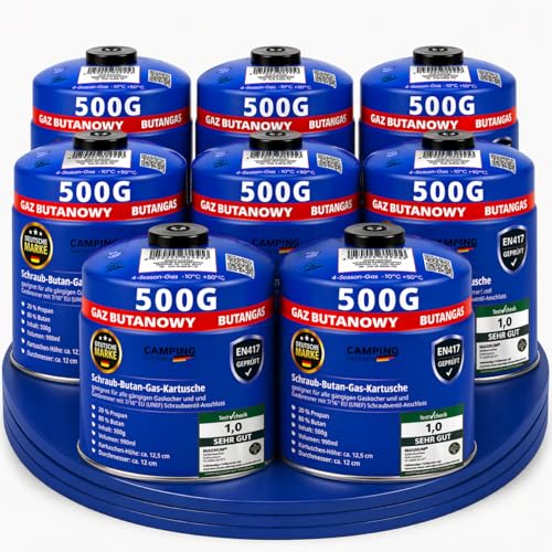 Magnum Gaskartuschen Schraubventil [450 G] Propangas & Butangas Schraubkartusche gaskartusche mit Gewinde für Campingkocher und Grill EN417 (8X 450 G)