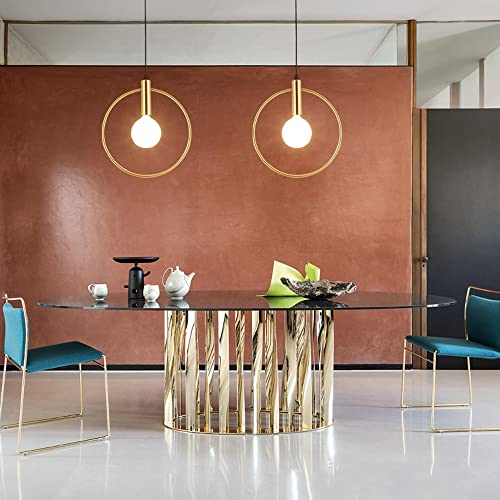 Moderna lámpara colgante decorativa de aro dorado con acabados premium 5
