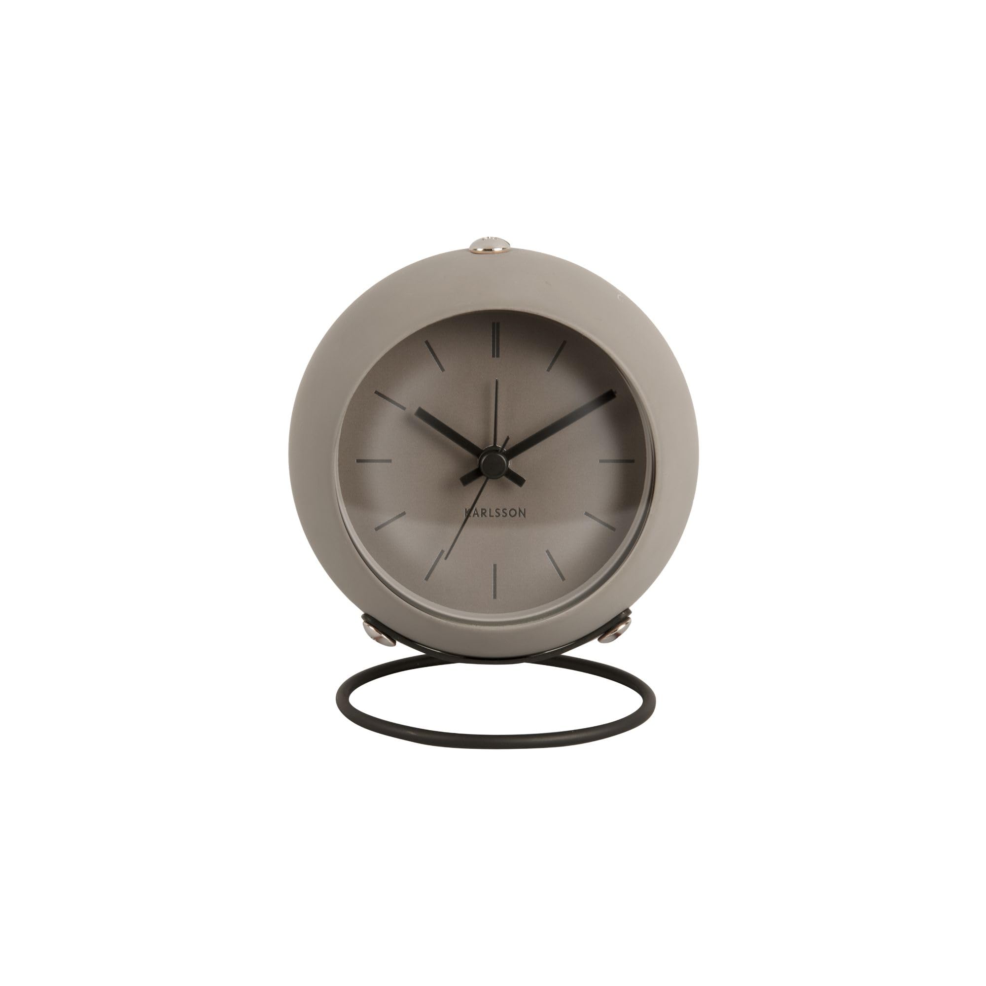 Karlsson Round Floating Effect Alarm Clock Diameter 9.5 cm Dark Grey, Iron, 17,5 x 4,5 x 12