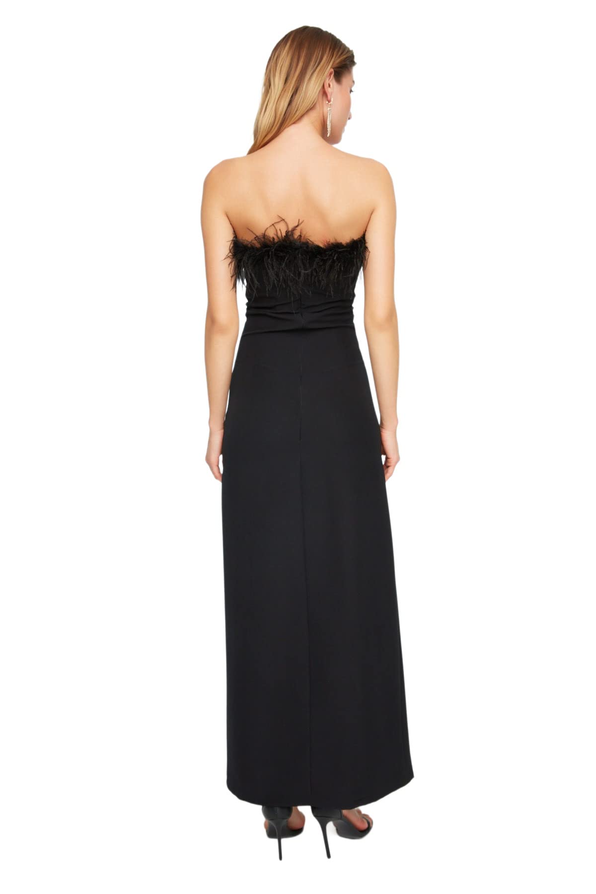 Trendyol Damska sukienka wieczorowa maxi bodycon dopasowana tkana, Czarny, 62