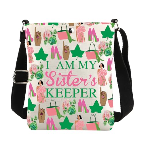 Sac à bandoulière rose et vert Sorority I Am My Sister's Keeper