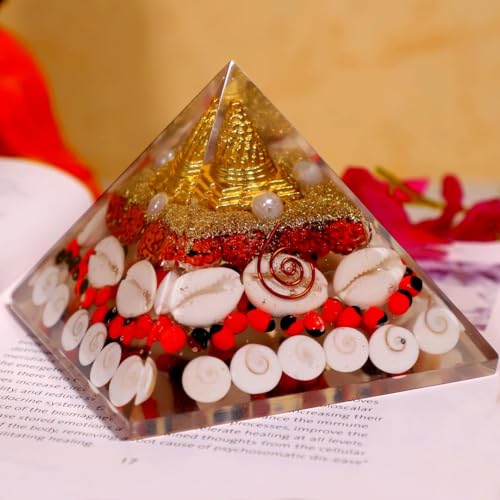 Image of Maha Laxmi Crystal Pyramid | 3.5 Inch | Vastu Correction Pyramid | Positive Energy, Wealth | Meditation & Good Luck | Home & Office Decor for Prosperity