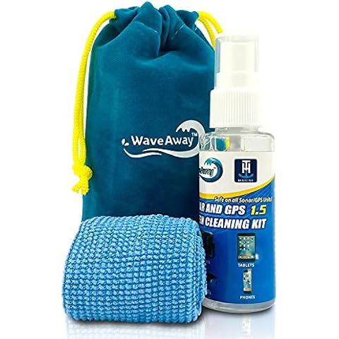 T-H Marine Wave Away Sonar & GPS Screen Cleaner Kit – Ammonia-Free LCD Screen Cleaner with Microfiber Cloth – Drip-Resistant, Streak-Free Solution for Electronics & Sunglasses – 1.5oz Cover