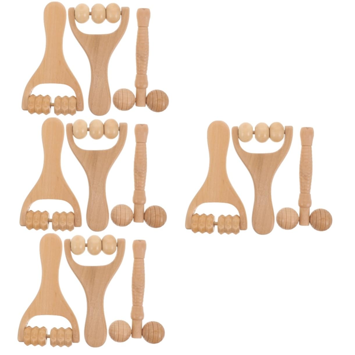 4 Sätze Professionelles Nackenmassagegerät Muskelmassage Massagerolle Schultermassagegerät Für Den Haushalt Professionelles Akupunktmassagegerät Holz 3 Stücke * 4