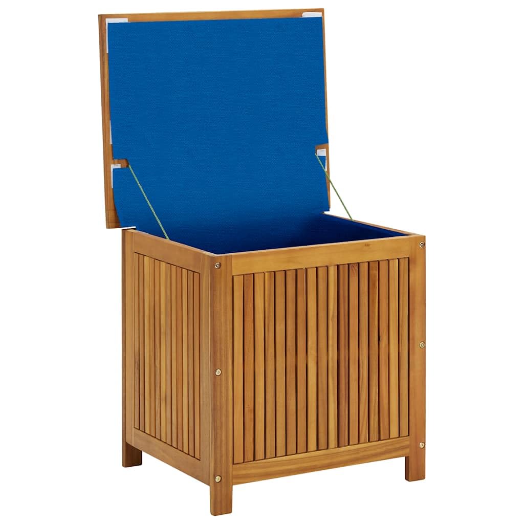 Caja de almacenamiento de jardín 60 x 50 x 58 cm de madera maciza de acacia barnizada – Cofre de jardín rústico y caja de cojines para terraza, balcón y exterior – Baúl de madera robusto con