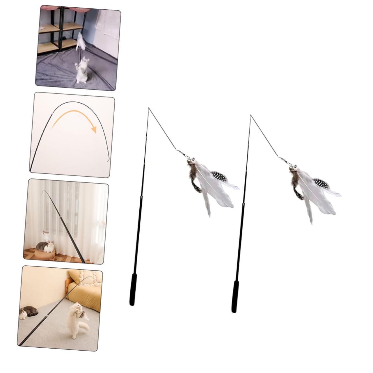 Kisangel 4stücke Interaktive Katzenspielzeuge Mit Teleskopstangen Lange Katzenangel Mit Weißem Federanhänger Für Indoor-Spiel Fördert Die Jagdinstinkte Und Bewegungsfreude Ihrer Katze