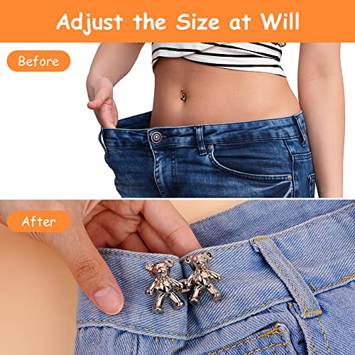 Boutons pour jeans amovibles et réutilisables boucle de taille ours mignon
