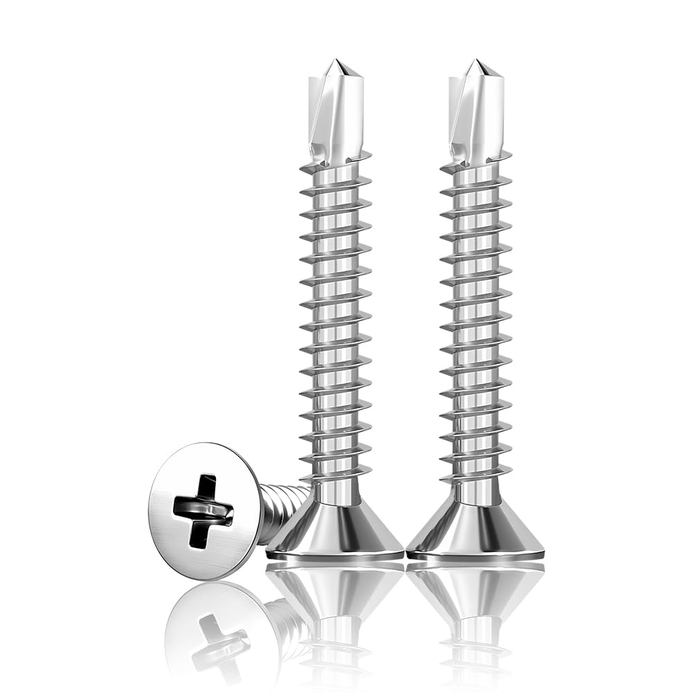 HXJDAM 160pcs Self Tapping Screw, 4.2 * 38mm 410 Stainless Steel Cross Countersunk Drill Tail Self Drilling Screws Wood Screws, Sheet Metal Tek Screws - Image 4