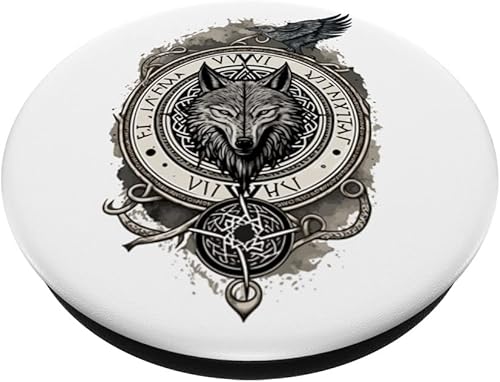 Miniatura 2 de Wolf of Odin Fenrir Viking Nordic Cool Brújula Vikings Tema PopSockets intercambiables PopGrip