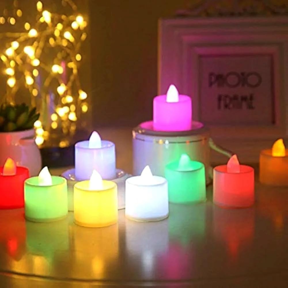 6-Piece LED Tea Light Candles | Flameless & Smokeless Diya | Warm White Light Plastic Candle for Home Decor, Navratri Decor Items, Diwali Decoration Item, Room, Table, Pooja Room Decor, Multicolor (6)-image-24