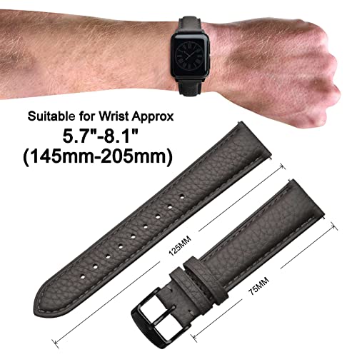 Image of ANNEFIT Watch Band 22mm, Quick Release Textured Padded Leather Straps with Black Buckle for Men and Women (Dark Grey)