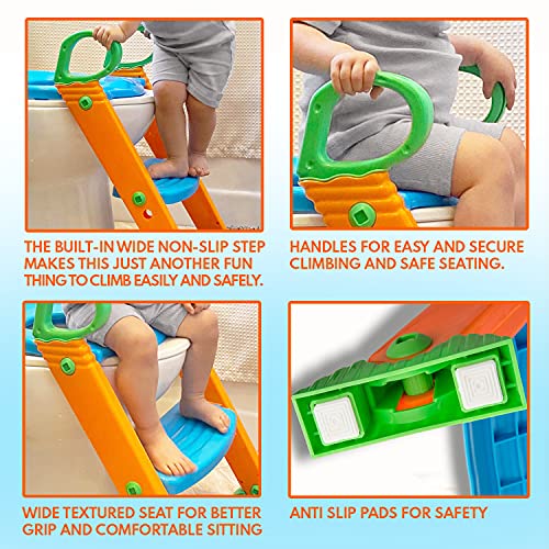Potty Training Seat Toilet w/Step Stool Ladder & Splash Guard, Toddlers Trainer w/Handles. Sturdy & Foldable. Non-Slip… - Image 7
