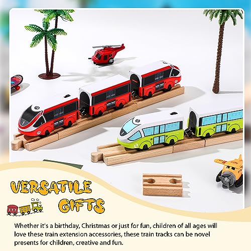 liliful pack of 8 wood train track expansion packs compatible with most train tracks 2 sizesmixed straight