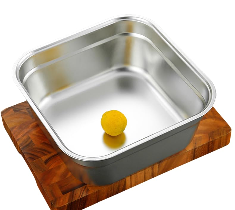 Évier carré en acier inoxydable de 32 cm – Bassine à vaisselle carrée ultra large pour évier de cuisine, lavabo en métal durable pour vaisselle,...