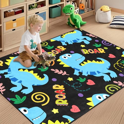 Dino Rugs for Boys Room Dinosaur Carpet for Boys Bedroom Dinosaur Play Rug for Classroom,3x5 Feet
