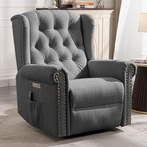 Sillón reclinable giratorio gris con masaje miniatura 1