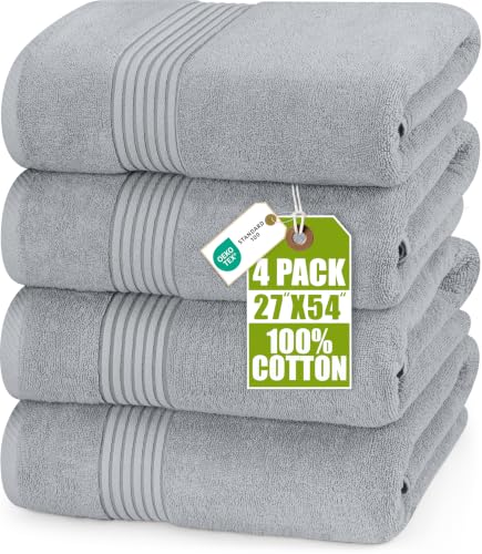 Image of Utopia Towels Luxurious Bath Towels Set, 27x54 in, 4 Pack, Soft, Cool Grey