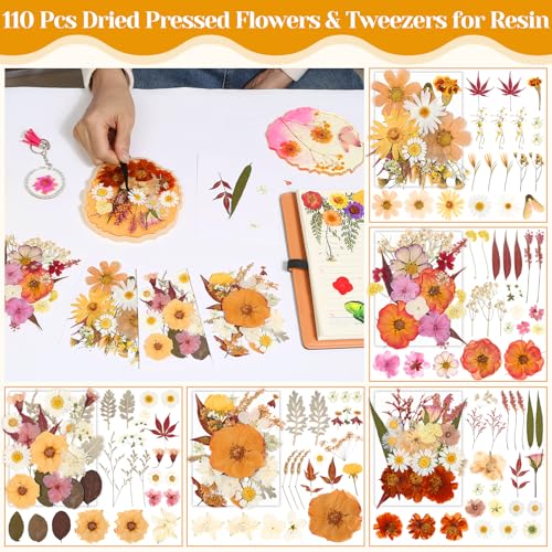Image of Dried Pressed Flowers for Resin, Real Pressed Flowers Dry Leaves Bulk Natural Herbs Kit for Scrapbooking DIY Art Crafts Epoxy Resin Jewelry Mold Candle Soap Making Nails Decor (Boho Pressed Flowers)