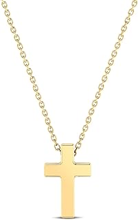 14K Solid Gold Cross Pendant Necklace for Women | 14K Real Gold Dainty Cross Necklace | 14K Gold Protection Necklace | Women's 14K Gold Christian Jewelry | Gift for Birthday, 18"