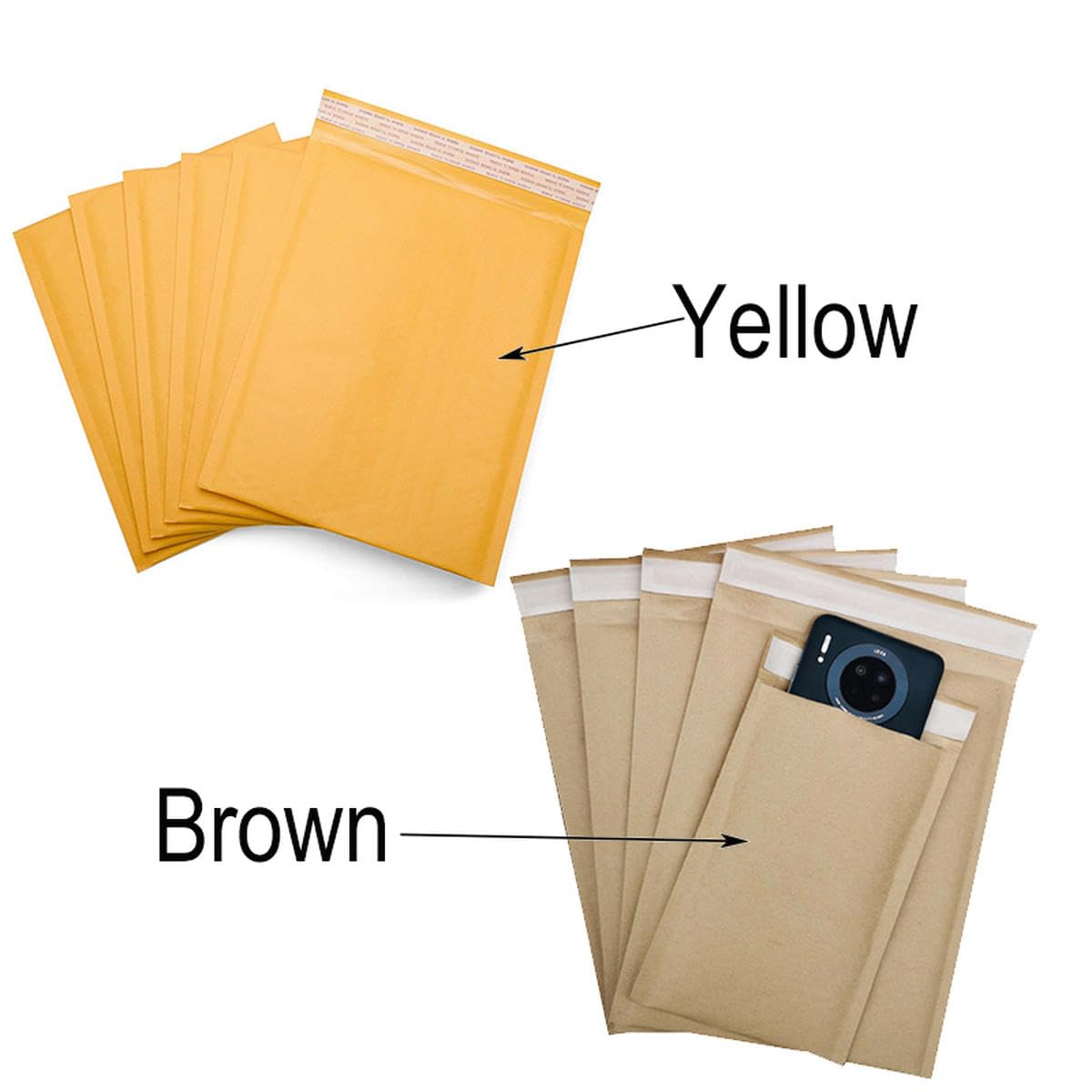 50 Stück/15 Größen, aus Kraftpapier, Papierverpackungsbeutel, gepolsterte Versandtaschen, Kurier-Aufbewahrungsbeutel, Braun, 140 x 160 mm