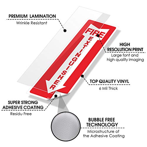 (6 Pack) Fire Extinguisher Sign, Safety Sticker Signs, 4x12 Inches, 6 Mil Vinyl Self Adhesive Durable Decal Stickers, Long Lasting, Weatherproof and UV Protected, Ideal for Home, Office or Boat
