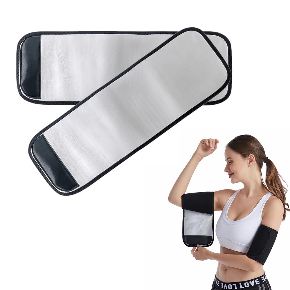 CTENYXUR 2 Pcs Sauna Sweat Bands Adjustable Trainer Sleeves Arm Trimmers for Women & Men Sports Workout