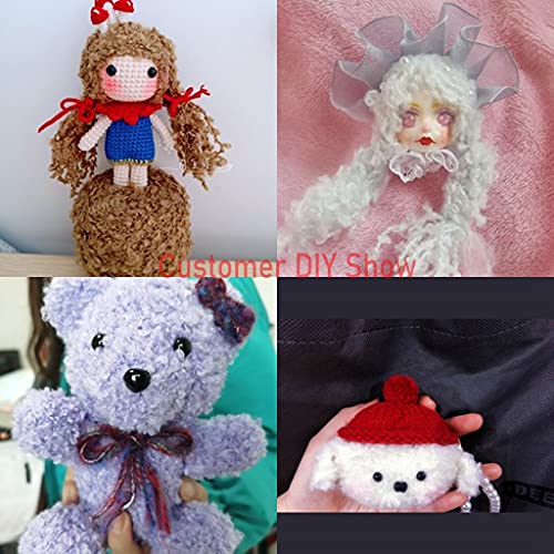 Welliestr 50G (No.6Turquoise) Soft Plush Wool Acrylic Fancy Loop Yarn For Doll Hair Making,Crochet Knitting,Needle Felting Curly Coils Of Felt Carded Sheep Wool,Roving,Fiber, Red, 1 (1) #TOP7