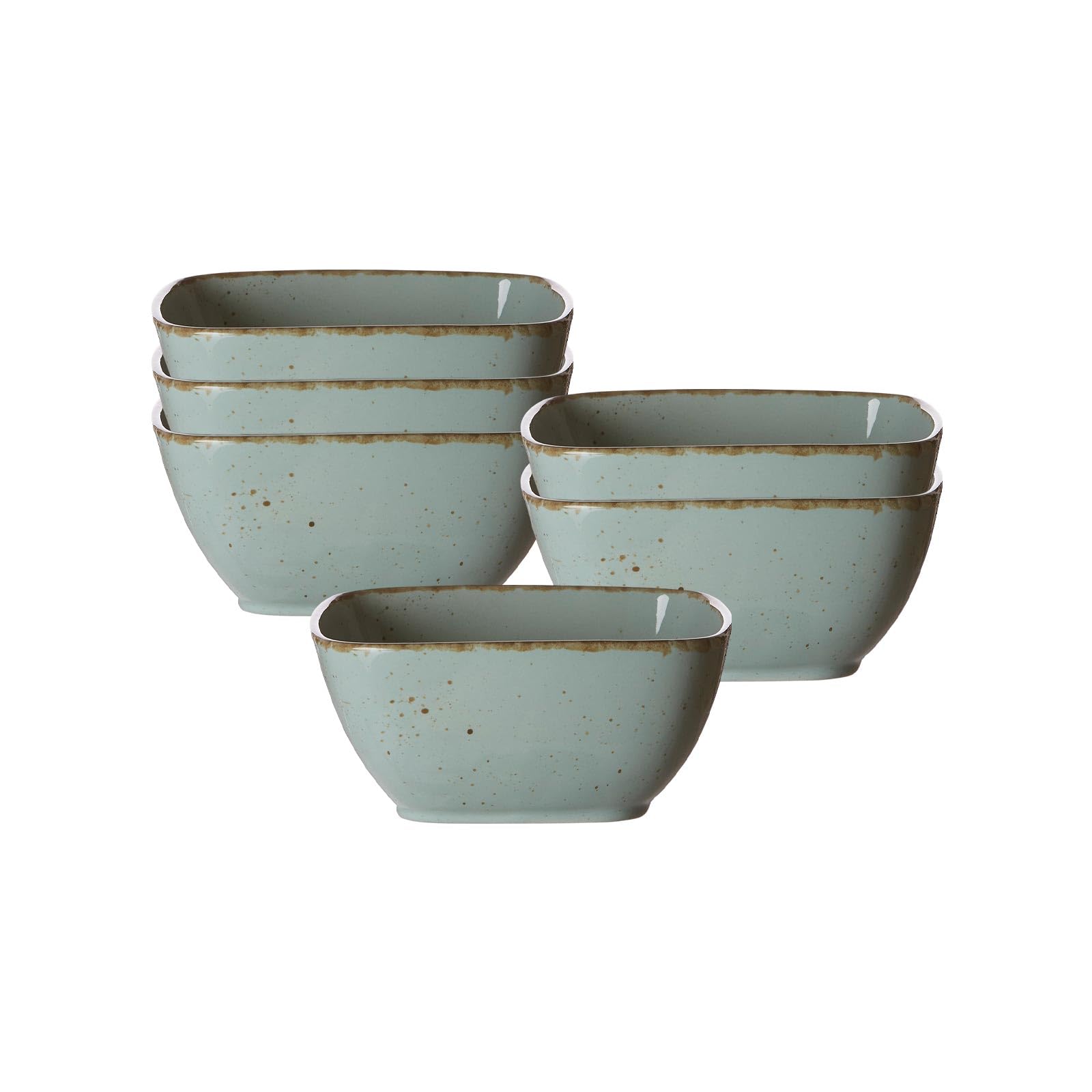 Ritzenhoff & Breker Beilagenschalen-Set Casa 6-teilig, 14 x 14 cm, Eckige Servierschalen im Vintage-Look, Mix & Match-Geschirr, Spülmaschinenfest & Mikrowellengeeignet, Porzellan, Blau