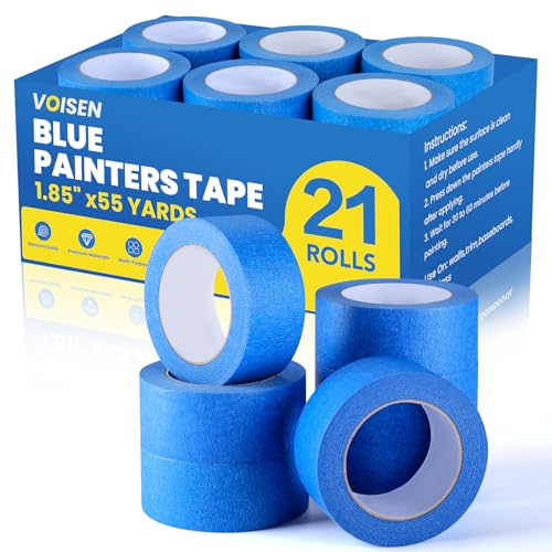 Image of VOISEN 21 Packs Painters Tape, Blue Painters Tape, 2 Inch Wide (1.85 in x 55 Yds), Masking Tape for Multi-Purpose, Masking Tape Bulk,DIY Artist Craft Arts, Decoration, Drafting, No Residue