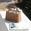 luckything Rattan Tasche Korbtaschen Damen Strandtasche?Vintage Rattan gewebt Tasche Handtasche/Strandtasche Aufbewahrungstasche?Damen Handgefertigt Tasche Handgewebt Stroh Tasche Korb #5