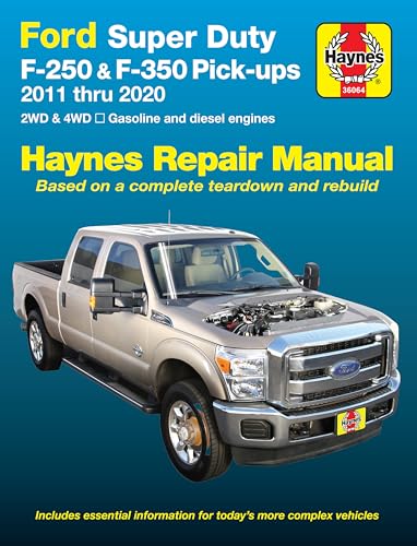 Ford Super-Duty F-250 & F-350 2WD & 4WD Gas & Diesel Engine Pick-ups (2011-2020) Haynes Repair Manual (Does not include F-450 or F-550 models. Includes coverage apart from specific exclusion noted)