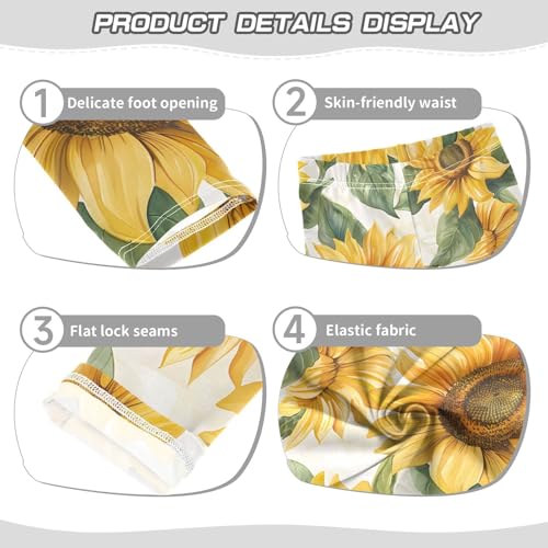 Watercolor Sunflower Girls Leggings Ultra Soft Compression Yoga Gym Pants for Kids 4-10T3