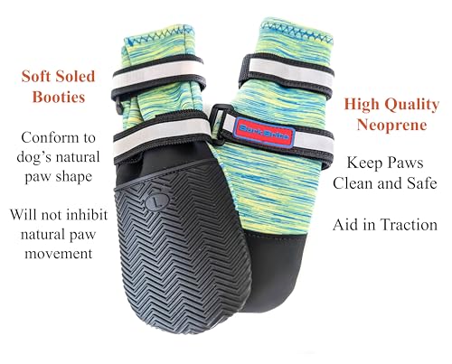 Allwetter-Neopren-Hundeschuhe mit reflektierenden Riemen, in 5 Größen! (Türkis, Medium)