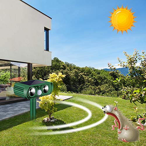 AUDS Ultrasonic Dog Chaser,Animal Deterrent with Motion Sensor and Flashing Lights Outdoor Solar Farm Garden Yard Repellent,Dogs, Cats, Birds