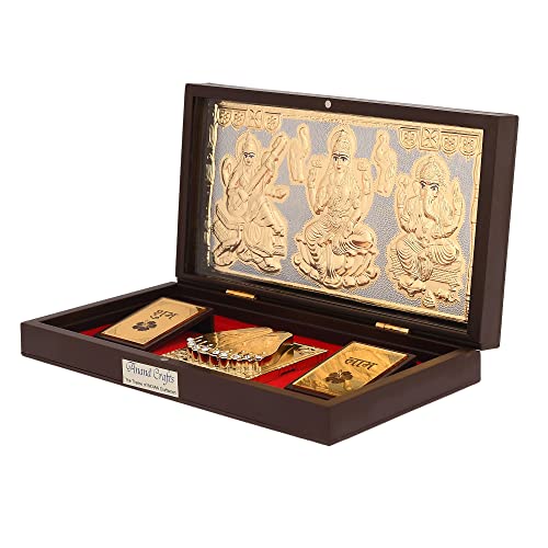 Image of l Laxmi Ganesh Saraswati Photo Frame l Gold-Silver Plated Idol with Natural Fragrance Momento l Best for Diwali Pooja