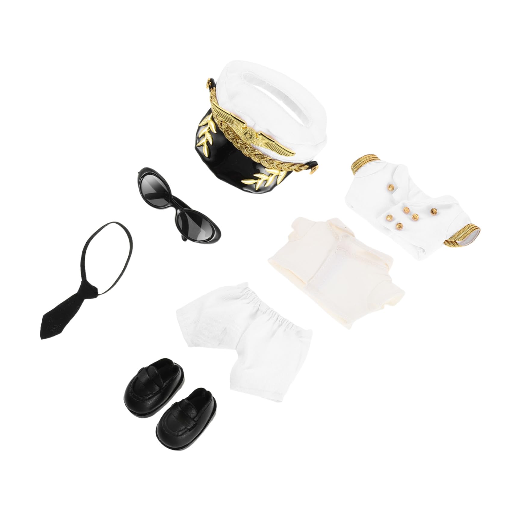 WOONEKY Conjunto de Disfraz de Capitán Ropa de Piloto para Muñeca Traje de Capitán Kawaii Ropa Reutilizable para Pequeñas Figuras de Peluche para Fiestas