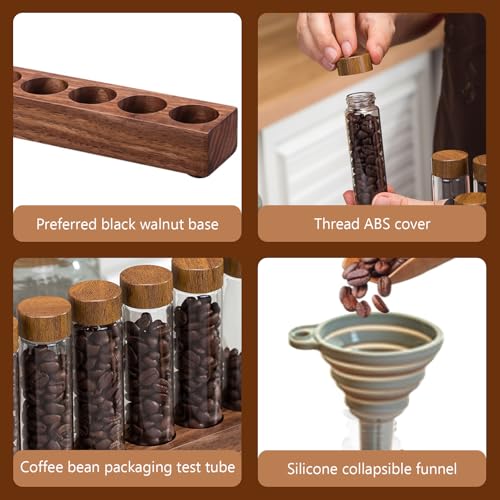 Contenedor para granos de café con base de madera miniatura 4