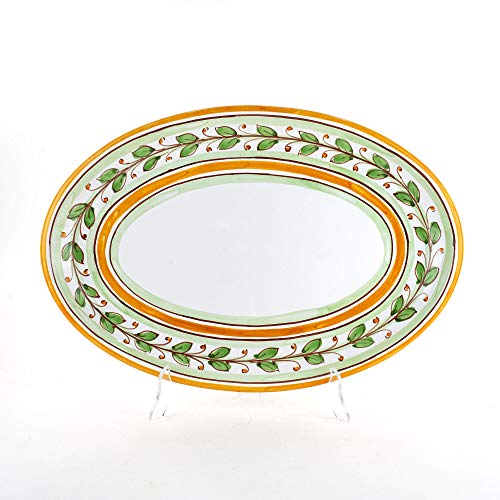 Vassoio ovale in ceramica siciliana di Caltagirone decoro Acanto Piatto da portata in ceramica