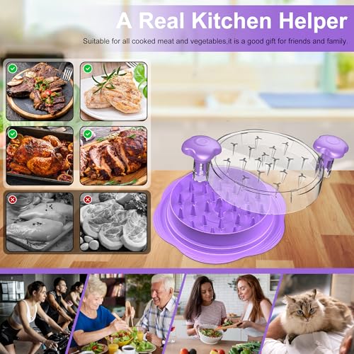 Image of SURETIVIAN Chicken Shredder Tool Twist Large Chicken Breast Shredder with Brush&Fork, Visible Meat Shredder Machine, Anti-Slip Strip, Ergonomic Handle, BPA Free, Suitable for Pork Beef Chicken(Purple)