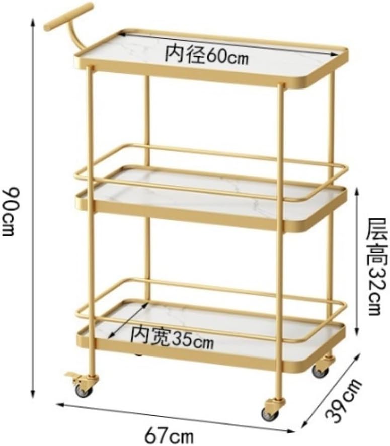 キッチンワゴン 収納カート 3段トロリー メタルウッド キッチン