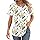 Cuptacc T Shirt Femme Ete Encolure Plissée Manche Bouffante Haut Ete Manches Courtes Col Rond Tee Shirt Femme Causal Fleurs Fleurs Blanches et Jaunes Grand L 44-46