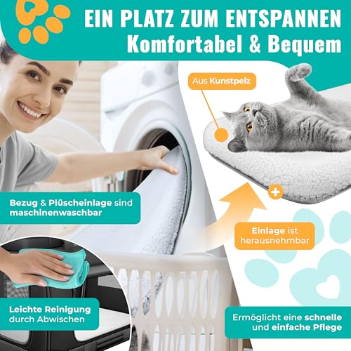 LOVPET® Transportbox Hund Katze Transporttasche XXXL 102x70x70cm | Hunde-Tragetasche Faltbare Katzentasche | Haustier-Transportbox inkl. Hundenapf & Schultergurt | für Katzen & Hunde Schwarz